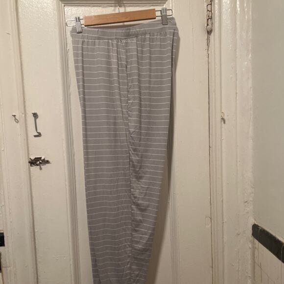 Women's Tahari Relaxed Fit Gray Striped Drawstring Jogger Pijama Pants Size L - Picture 3 of 6
